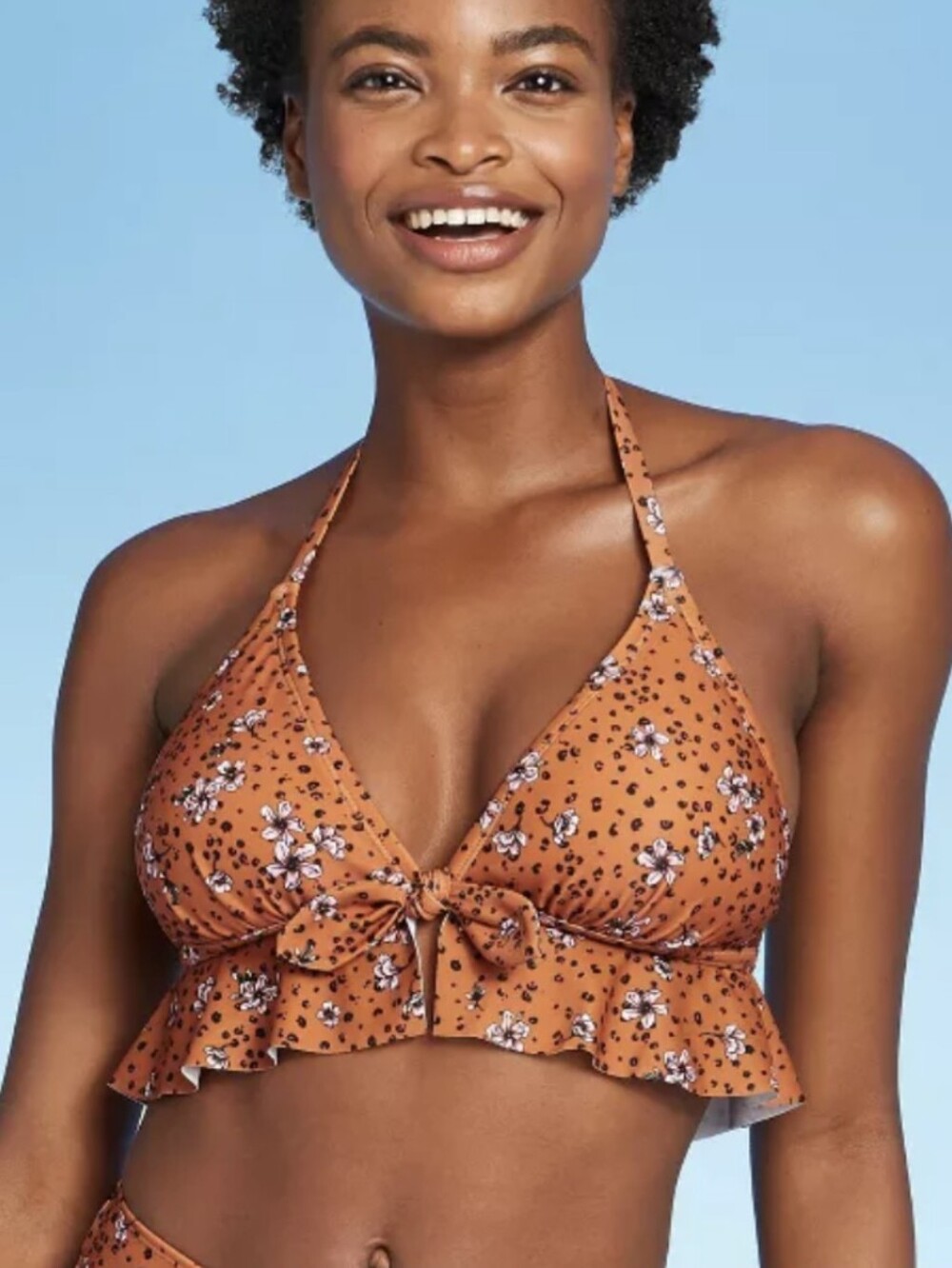 Xhilaration Pink and Orange Leopard Print Bikini Top